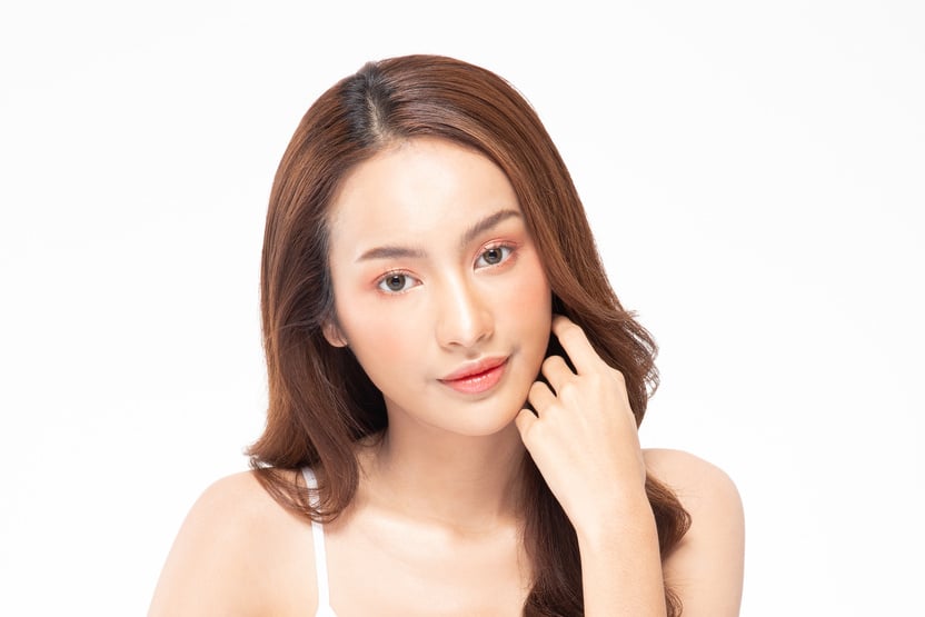 Beauty asian women portrait face with natural skin and skin care healthy hair and skin close up face beauty portrait.